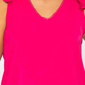 Rowen Avenue Pink Sleeveless Ruffle Top*Women Tops & Blouses
