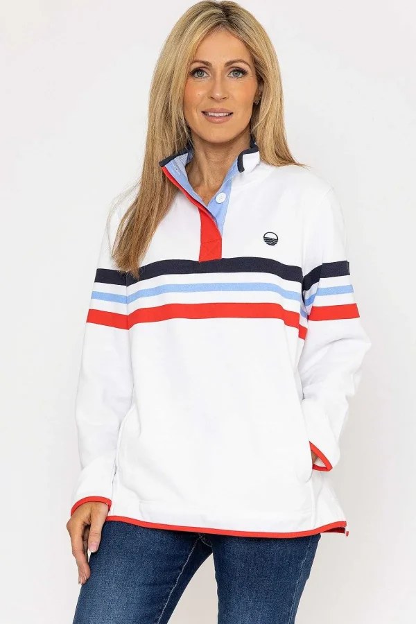 West Quay Pique Stripe Sweatshirt In Ecru*Women Hoodies & Sweatshirts