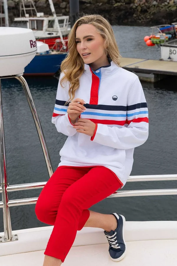 West Quay Pique Stripe Sweatshirt In Ecru*Women Hoodies & Sweatshirts
