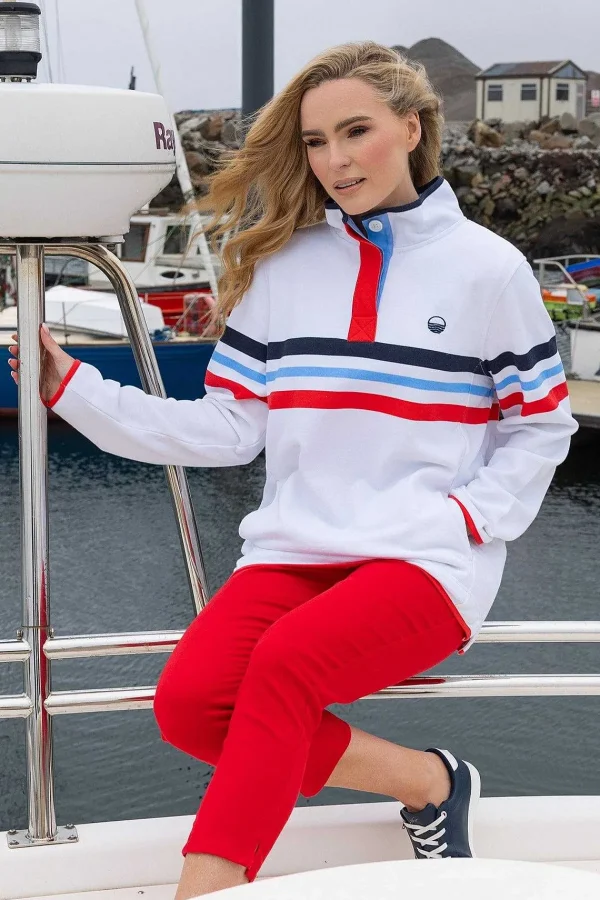 West Quay Pique Stripe Sweatshirt In Ecru*Women Hoodies & Sweatshirts