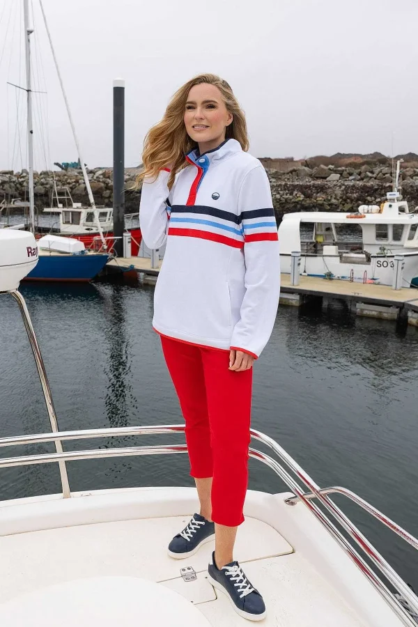 West Quay Pique Stripe Sweatshirt In Ecru*Women Hoodies & Sweatshirts