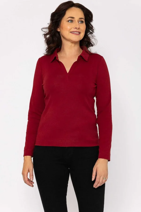 Voulez Vous Plain Collared Top In Burgundy*Women Tops & Blouses