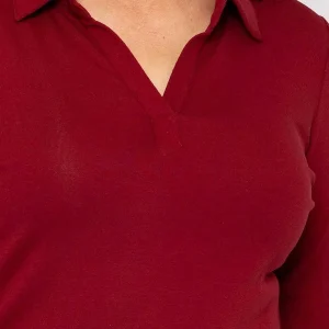 Voulez Vous Plain Collared Top In Burgundy*Women Tops & Blouses