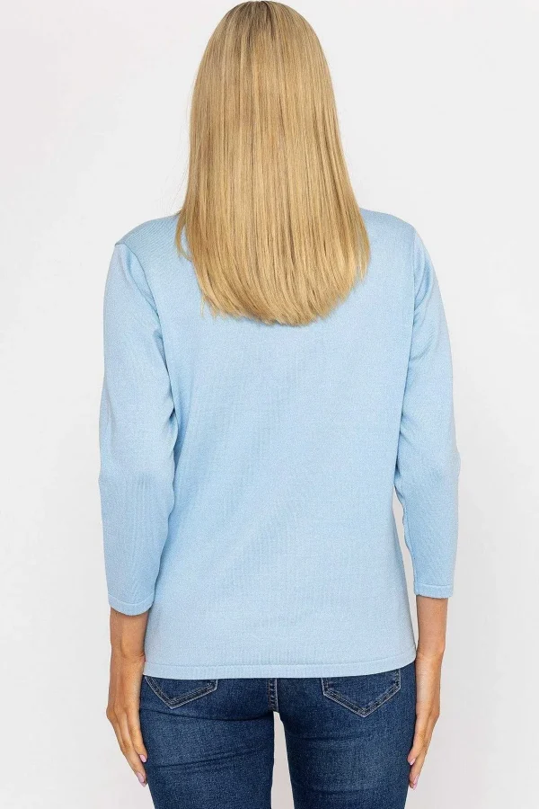 Voulez Vous Plain Knit Sweater With Diamonte Detail In Blue*Women Jumpers & Cardigans