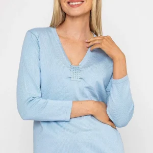 Voulez Vous Plain Knit Sweater With Diamonte Detail In Blue*Women Jumpers & Cardigans