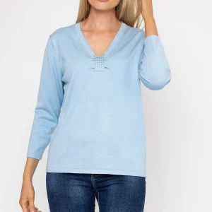 Voulez Vous Plain Knit Sweater With Diamonte Detail In Blue*Women Jumpers & Cardigans