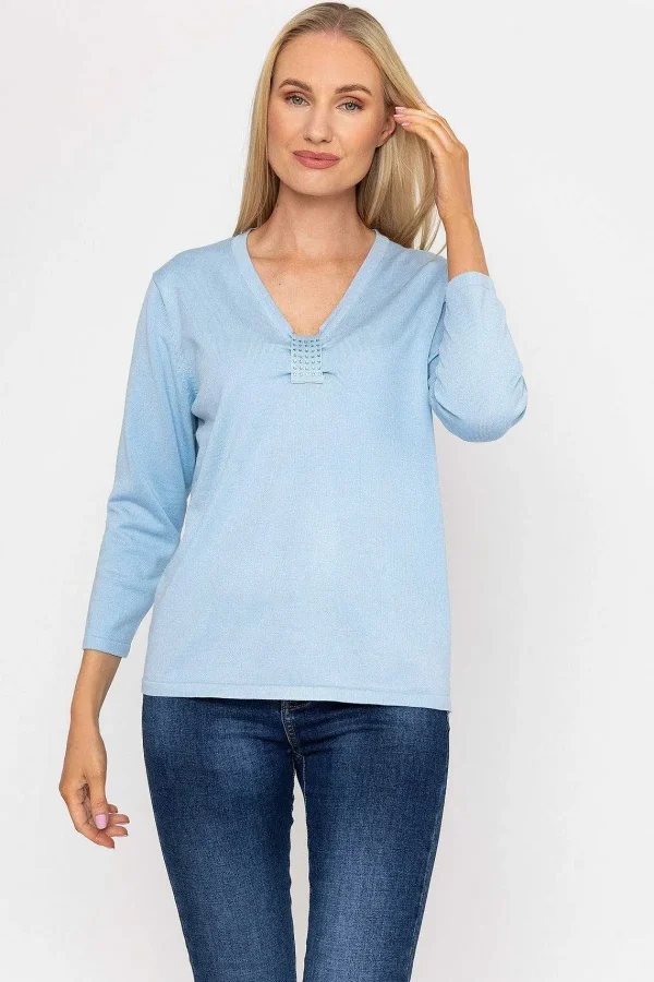Voulez Vous Plain Knit Sweater With Diamonte Detail In Blue*Women Jumpers & Cardigans