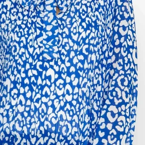 Pala D'oro Pleated Pussybow Blouse In Blue Animal Print*Women Tops & Blouses