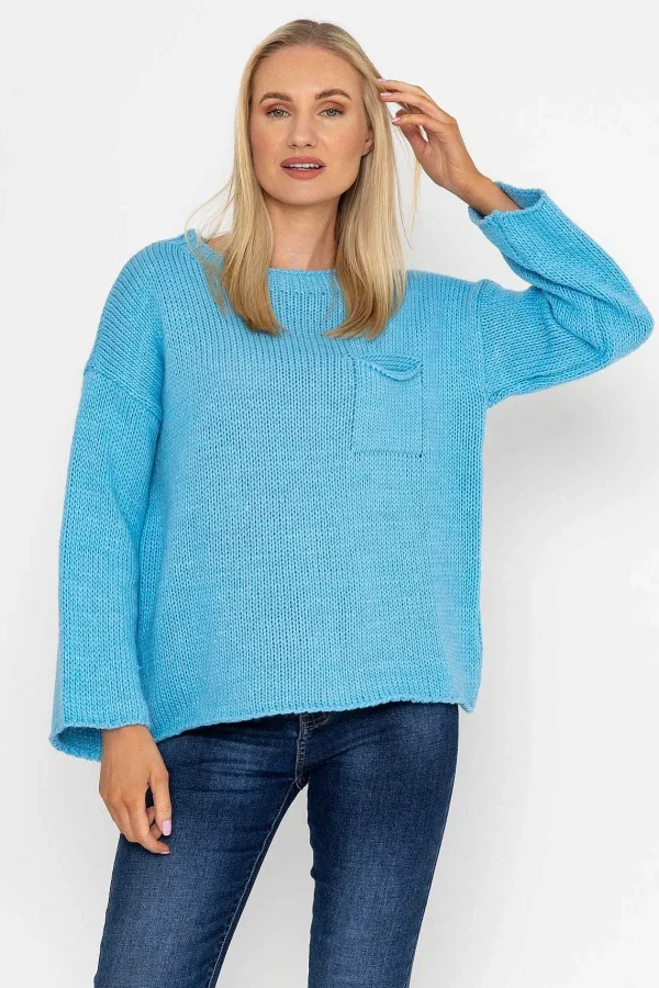 Pala D'oro Pocket Knit In Blue*Women Jumpers & Cardigans