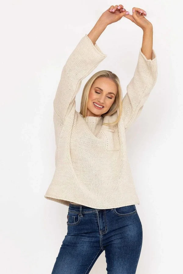 Pala D'oro Pocket Knit In Ecru*Women Jumpers & Cardigans