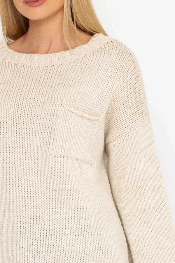 Pala D'oro Pocket Knit In Ecru*Women Jumpers & Cardigans