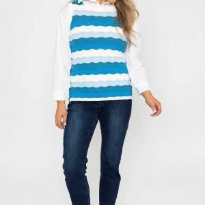 Kelly & Grace Weekend Pointelle Vest In Blue*Women Jumpers & Cardigans