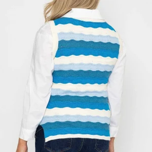 Kelly & Grace Weekend Pointelle Vest In Blue*Women Jumpers & Cardigans