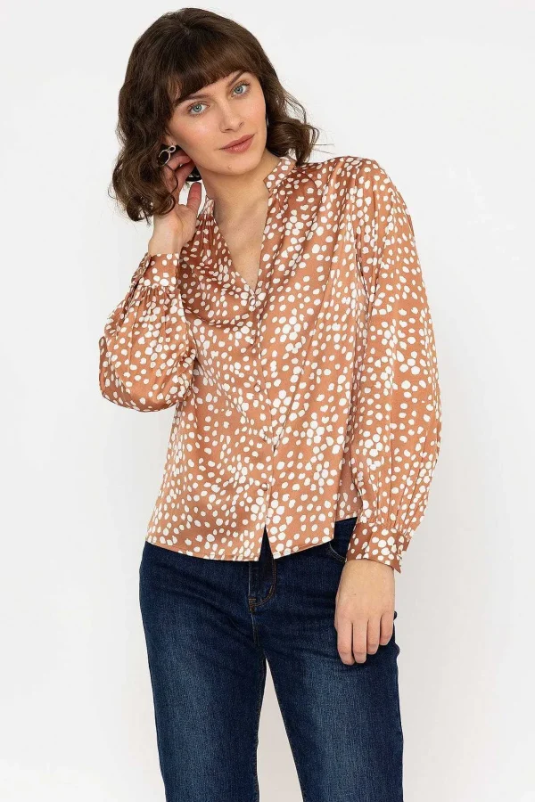 Rowen Avenue Polka Dot Print Blouse In Brown*Women Tops & Blouses