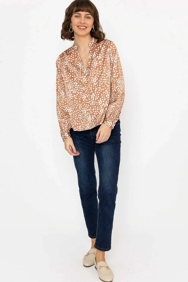 Rowen Avenue Polka Dot Print Blouse In Brown*Women Tops & Blouses