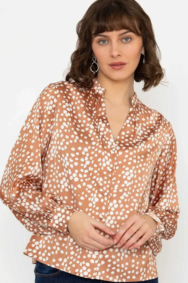 Rowen Avenue Polka Dot Print Blouse In Brown*Women Tops & Blouses