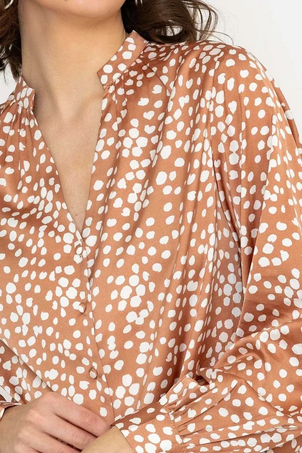 Rowen Avenue Polka Dot Print Blouse In Brown*Women Tops & Blouses
