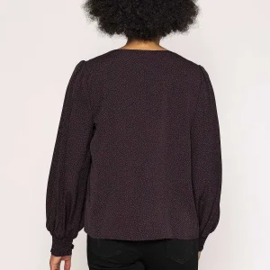 Rowen Avenue Polka Dot Print V Neck Top In Black*Women Tops & Blouses