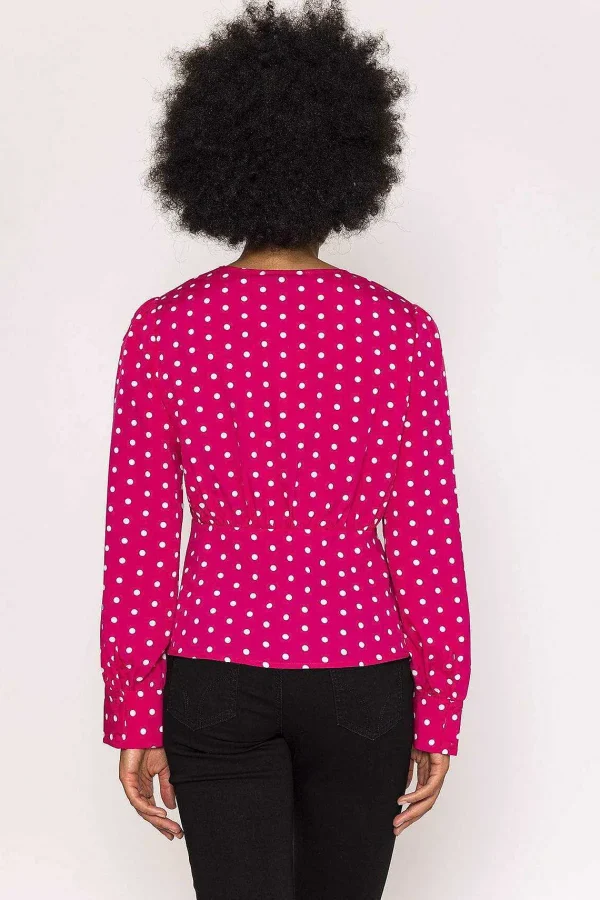 Rowen Avenue Polka Dot V-Neck Blouse In Pink*Women Tops & Blouses