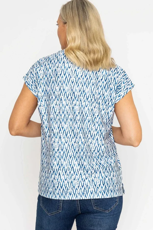 Voulez Vous Printed Blue Jersey Top*Women Tops & Blouses