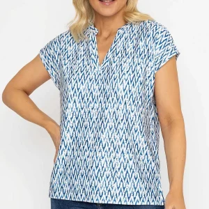 Voulez Vous Printed Blue Jersey Top*Women Tops & Blouses