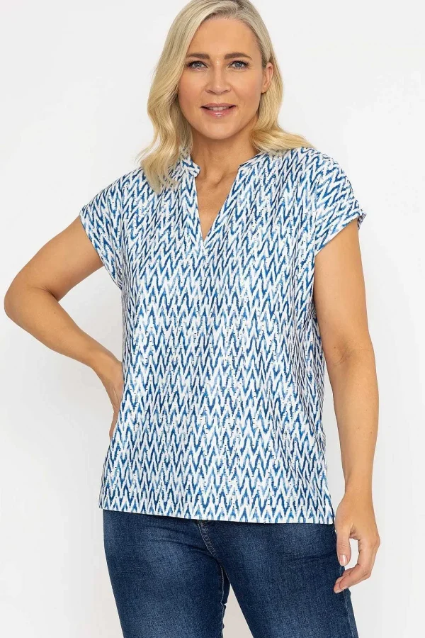 Voulez Vous Printed Blue Jersey Top*Women Tops & Blouses
