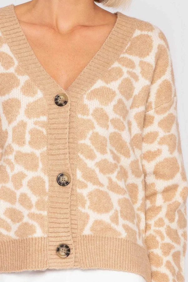 J'aime la Vie Printed Cardigan In Beige*Women Jumpers & Cardigans