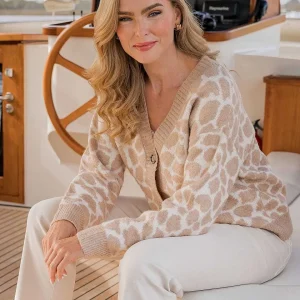 J'aime la Vie Printed Cardigan In Beige*Women Jumpers & Cardigans