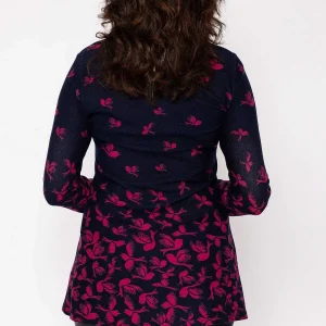 Voulez Vous Printed Knit Tunic With Snood In Navy*Women Jumpers & Cardigans