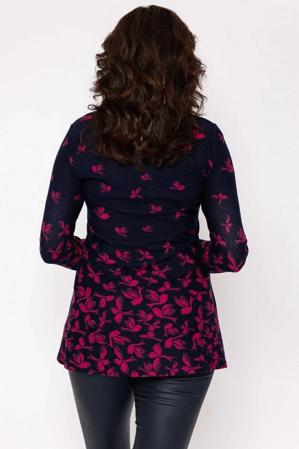 Voulez Vous Printed Knit Tunic With Snood In Navy*Women Jumpers & Cardigans