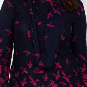 Voulez Vous Printed Knit Tunic With Snood In Navy*Women Jumpers & Cardigans