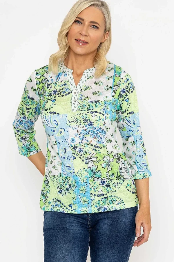Voulez Vous Printed Plaquet Top In Green*Women Tops & Blouses