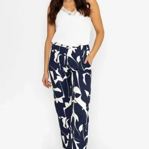 Pala D'oro Printed Scuba Trouser In Navy*Women Jeans & Trousers