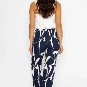 Pala D'oro Printed Scuba Trouser In Navy*Women Jeans & Trousers