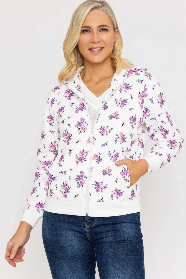 Voulez Vous Printed Textured Jersey Hoodie In Pink*Women Hoodies & Sweatshirts