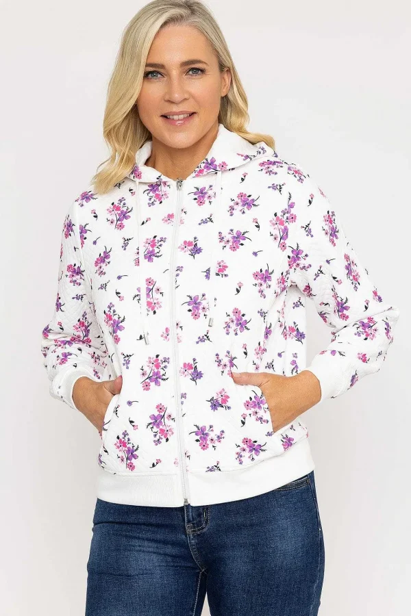 Voulez Vous Printed Textured Jersey Hoodie In Pink*Women Hoodies & Sweatshirts