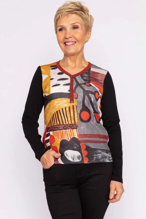Kalisson Printed Top In Black*Women Tops & Blouses