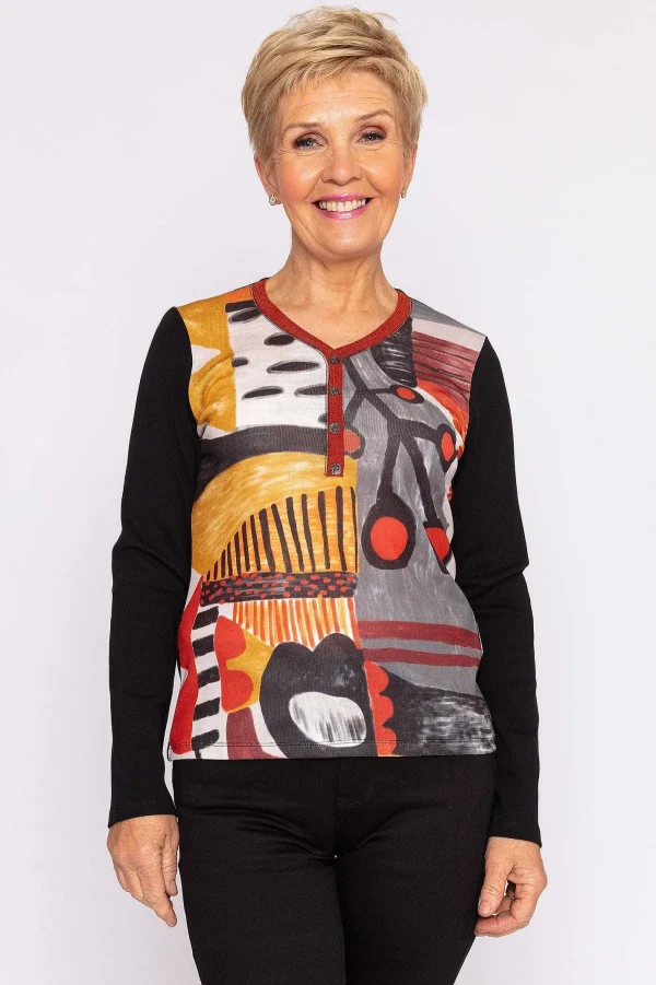 Kalisson Printed Top In Black*Women Tops & Blouses