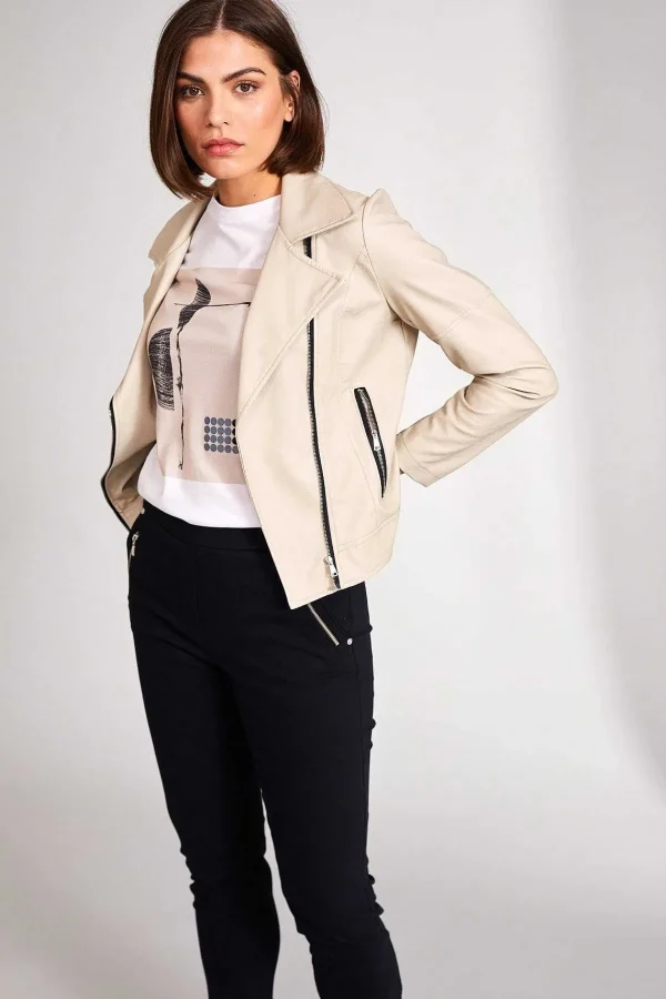 Peruzzi Pu Biker Jacket In Cream*Women Coats & Jackets