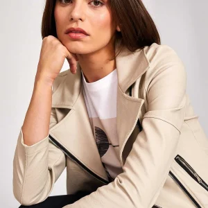 Peruzzi Pu Biker Jacket In Cream*Women Coats & Jackets