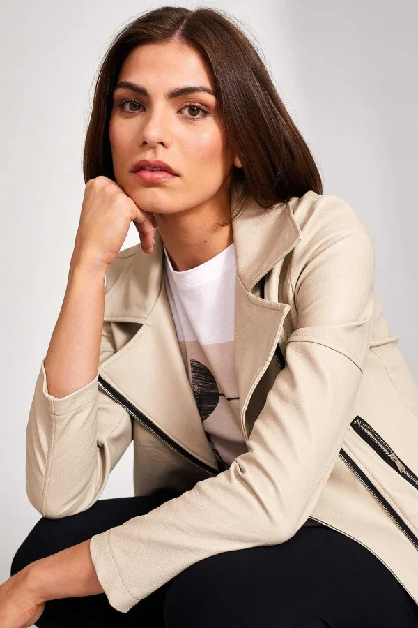 Peruzzi Pu Biker Jacket In Cream*Women Coats & Jackets