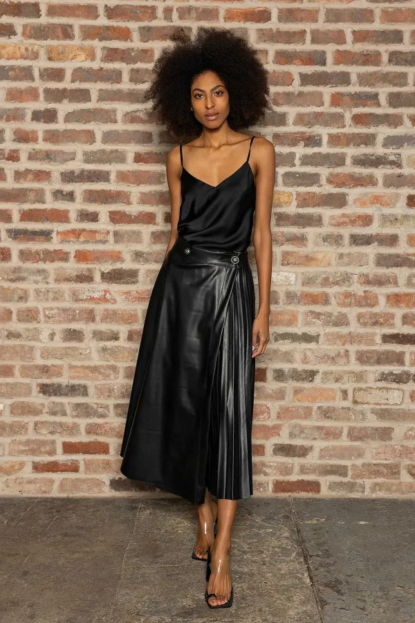 Pala D'oro Sport Pu Pleated Midi Skirt*Women Skirts & Shorts