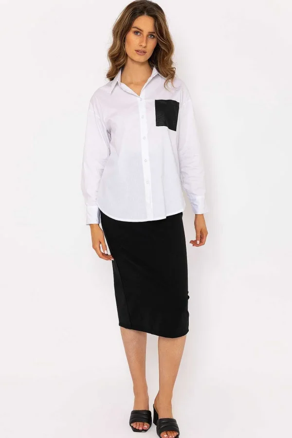 J'aime la Vie Pu Pocket Shirt*Women Tops & Blouses