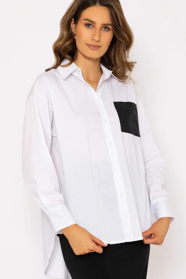 J'aime la Vie Pu Pocket Shirt*Women Tops & Blouses