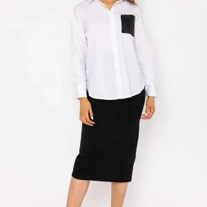 J'aime la Vie Pu Pocket Shirt*Women Tops & Blouses