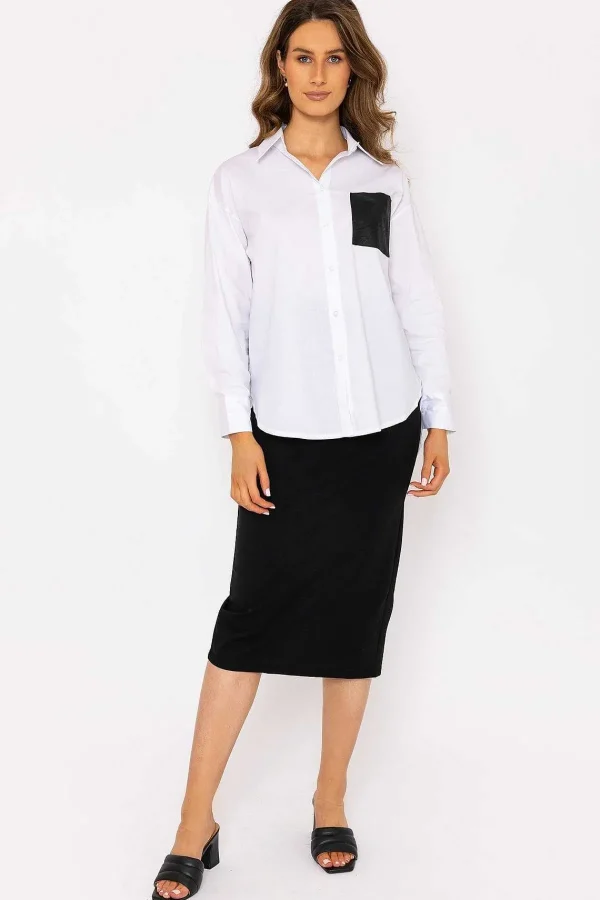 J'aime la Vie Pu Pocket Shirt*Women Tops & Blouses