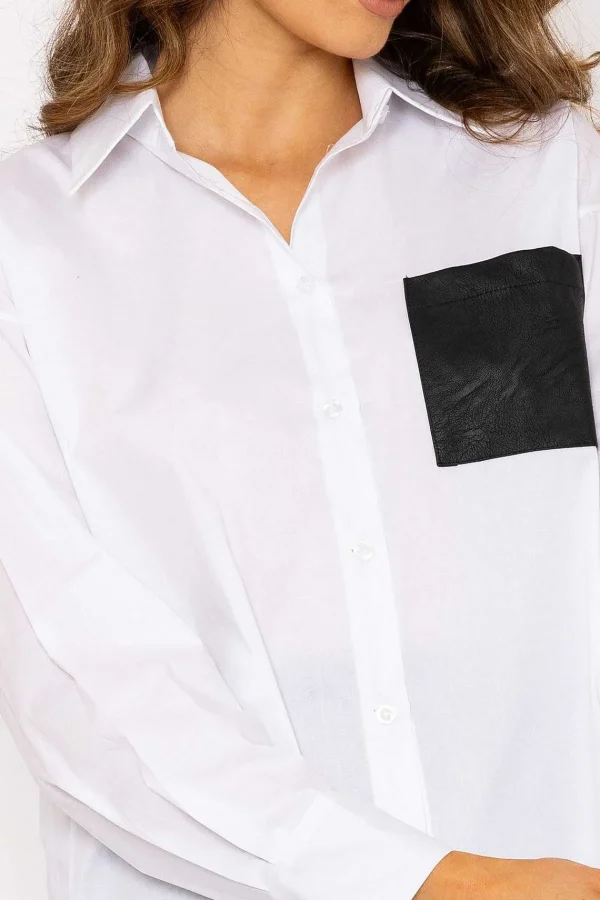 J'aime la Vie Pu Pocket Shirt*Women Tops & Blouses