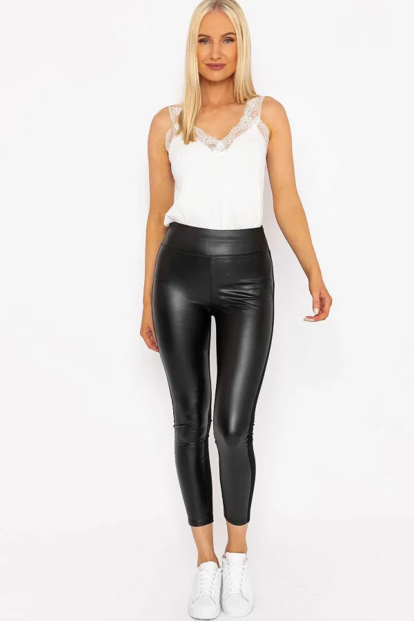 J'aime la Vie Pu Ponte Leggings In Black*Women Jeans & Trousers