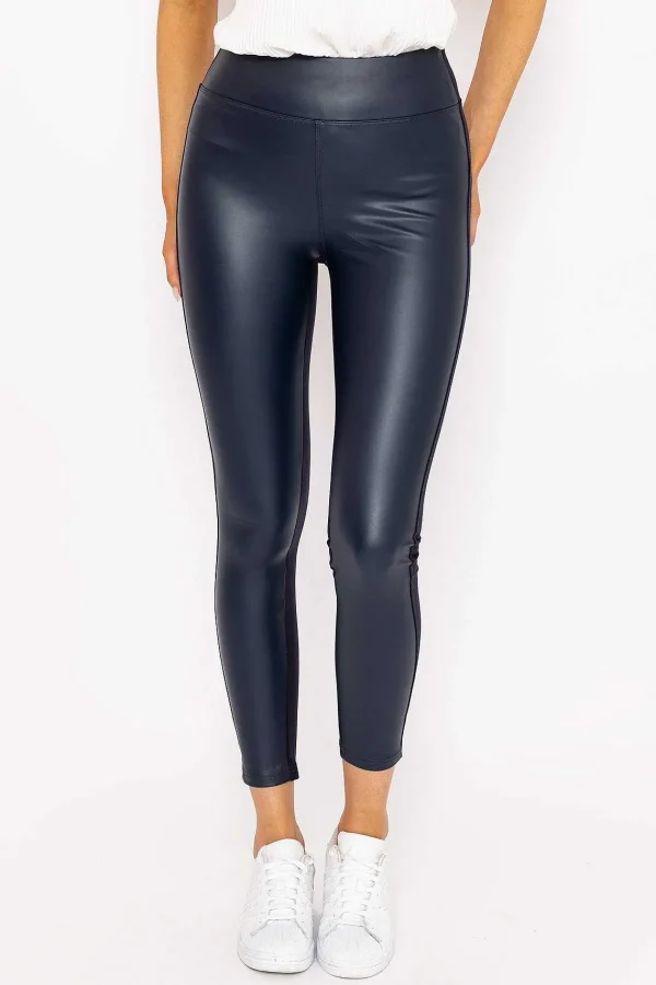 J'aime la Vie Pu Ponte Leggings In Navy*Women Jeans & Trousers