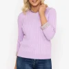 Voulez Vous Purple Cable Knit Sweater With Shirt Collar*Women Jumpers & Cardigans
